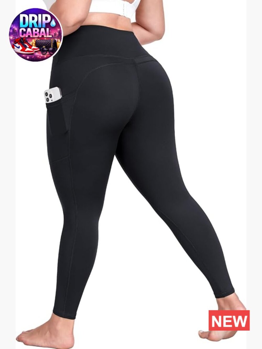 Plus Size Yoga Pants with Pockets, High Waisted Tummy Control Leggings